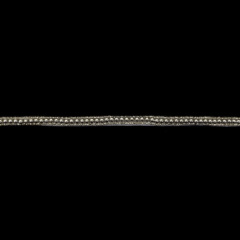 Vintage One Row Silver Ball and Silver Lined Seed Beaded Trimming - 0.25
