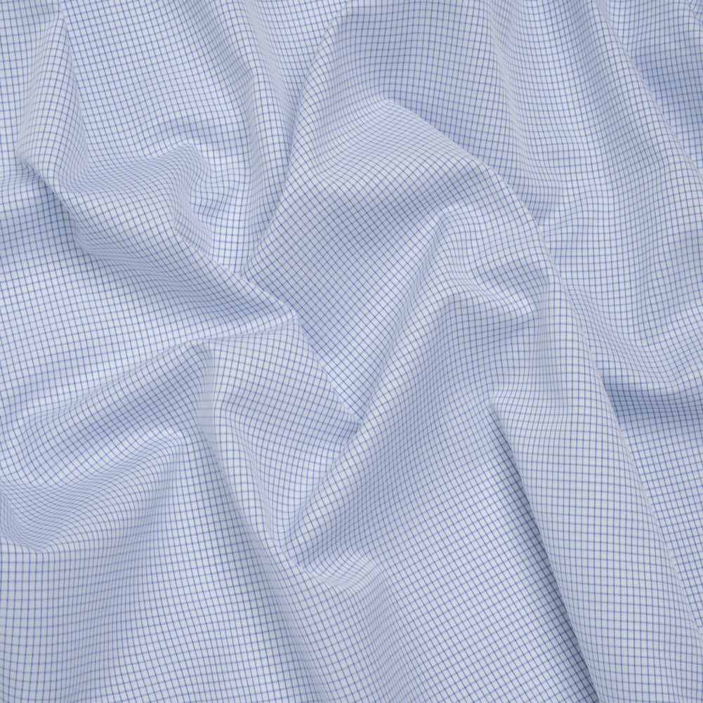 Cotton Twill Shirting - Cobalt Blue and White Mini Windowpane Check - Deadstock - Joann Fabrics
