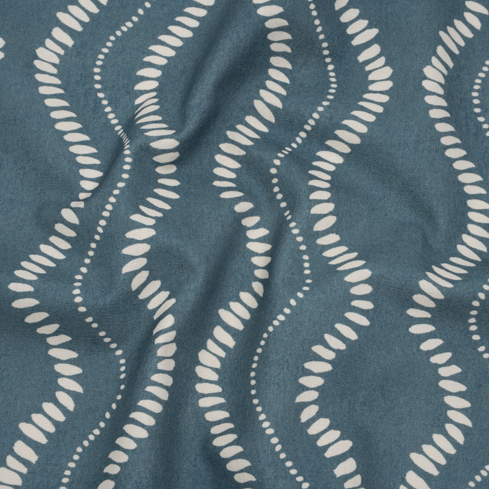 Cotton and Linen Canvas Print - Indigo Waves of Petal and Dots - British Imported - Joann Fabrics