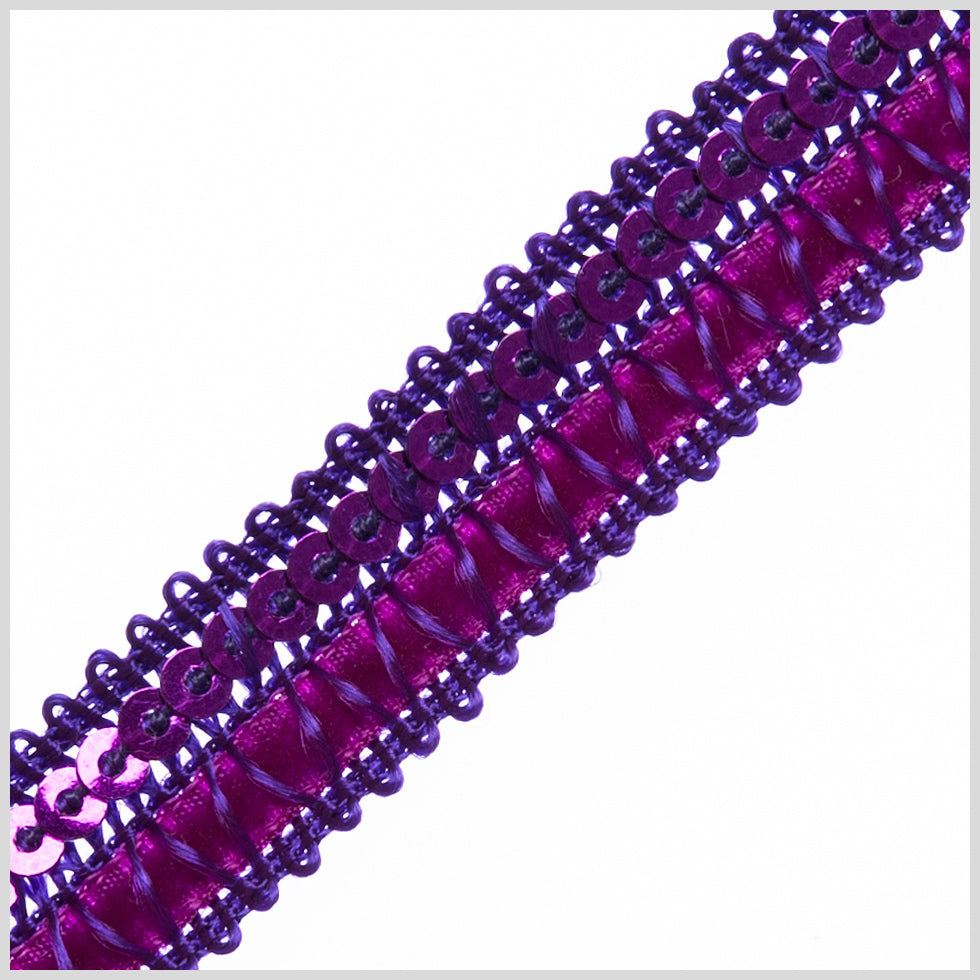 Purple Velvet Sequin Ribbon - 0.5
