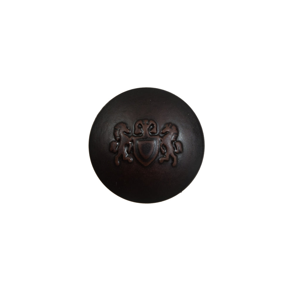 Brown Plastic Button with Emblem - 24L/15mm - Joann Fabrics