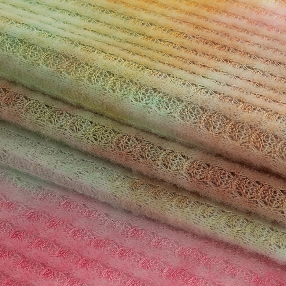 Yellow, Aqua and Pink Whisky Tie Dye Brushed Waffle Knit - Joann Fabrics