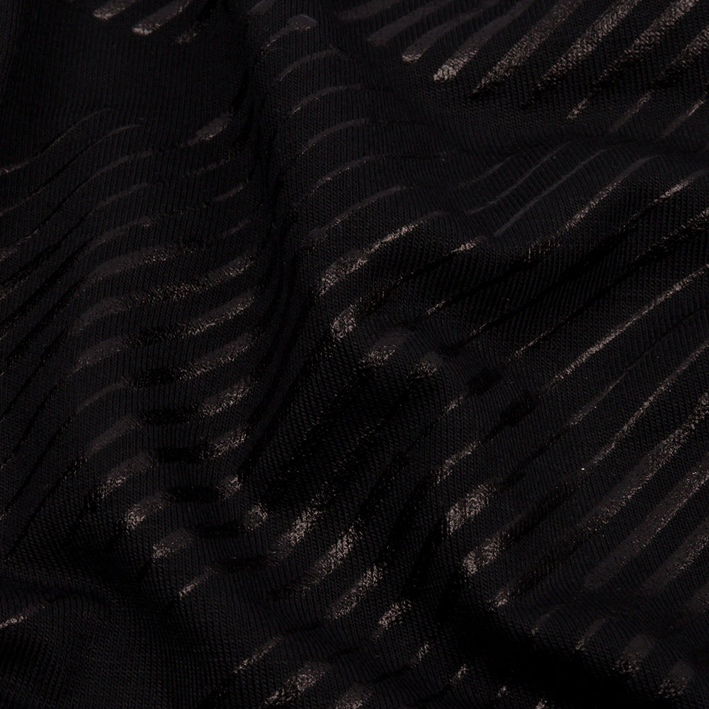 Metallic Black on Black Abstract and Stripes Rayon Jersey - Joann Fabrics