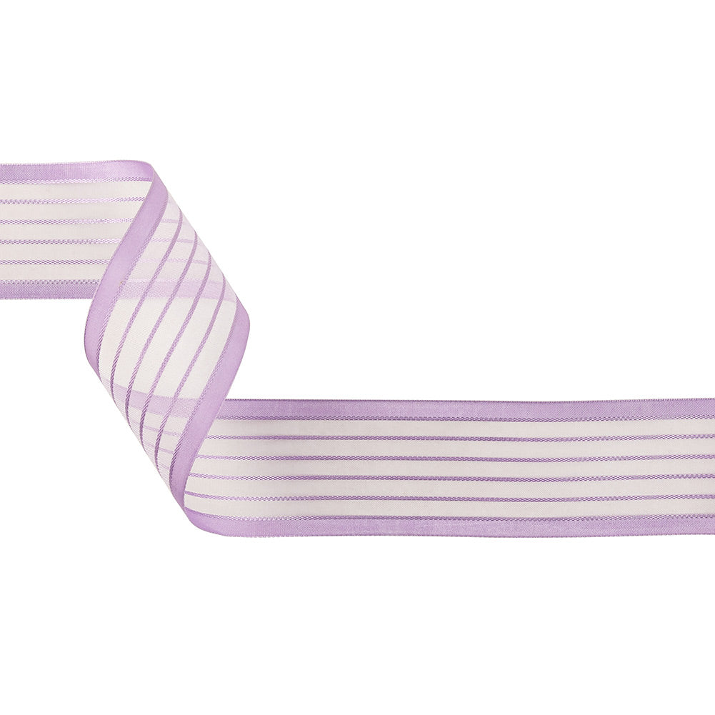 Lavendula Striped Sheer Ribbon with Opaque Borders - 1.5