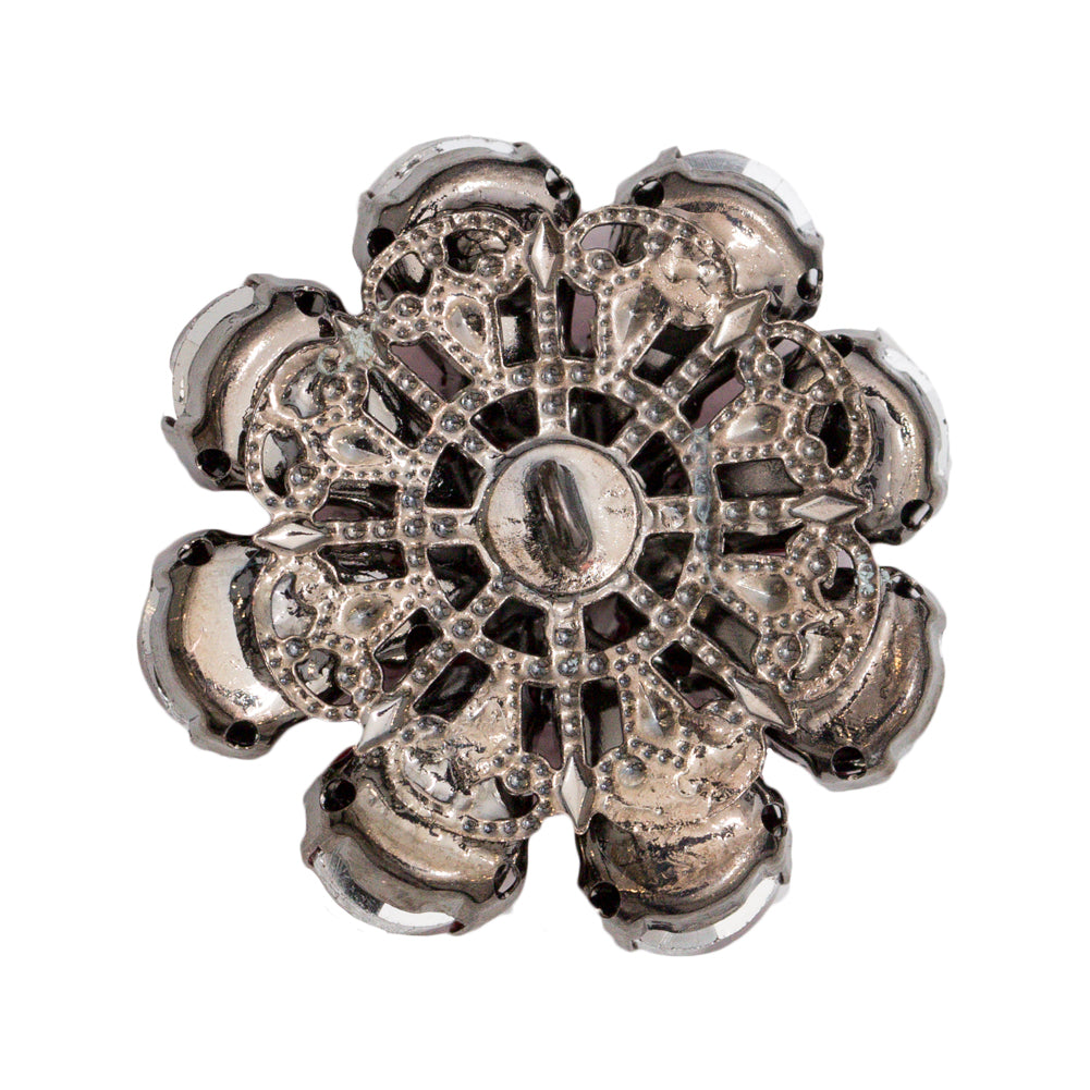 Italian Red, Black and Gunmetal Floral Rhinestone Button - 48L/30.5mm - Joann Fabrics
