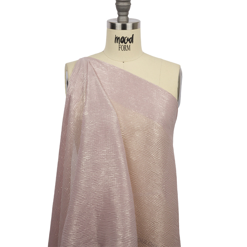 Polyester Chiffon Plisse with All-Over Foil - Pink and Gold - Honey Collection - Joann Fabrics