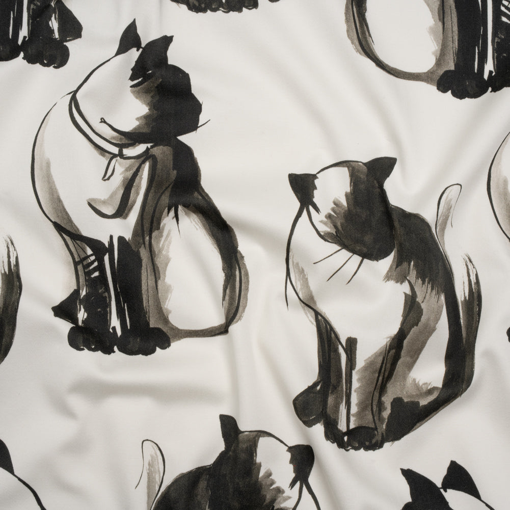 Stretch Cotton Sateen - Inky Cats - Feline Phantasm Print - Mood Exclusive Twilight Collection - Joann Fabrics