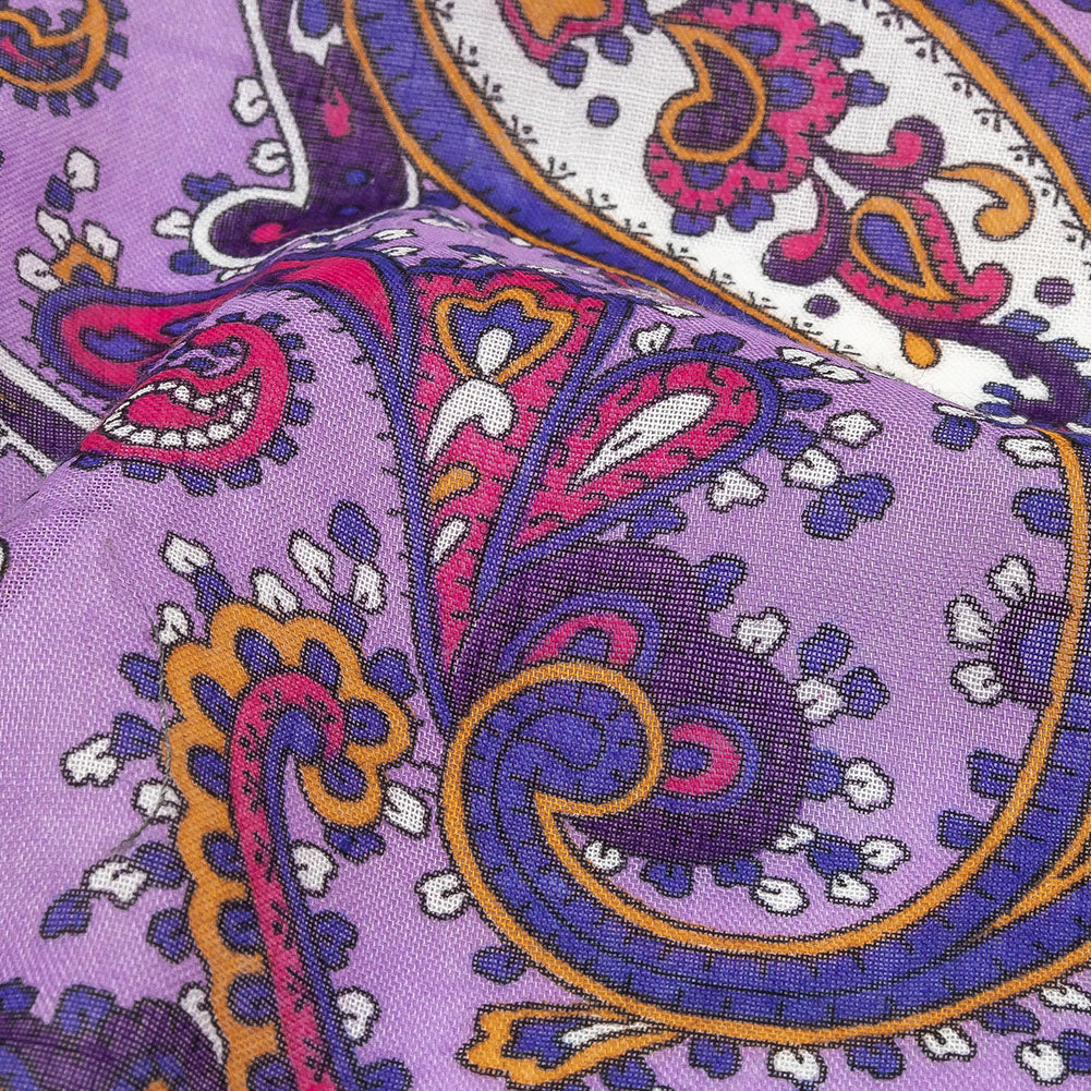 Gauzy Cotton Voile - Lilac, Cobalt and Pink Paisley - Deadstock - Joann Fabrics