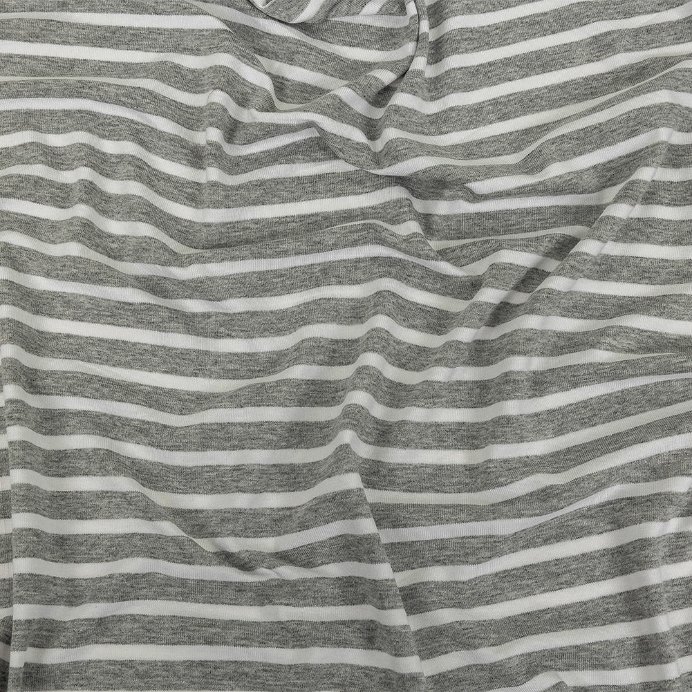 Heathered Gray and White Striped Stretch Rayon Jersey - Joann Fabrics