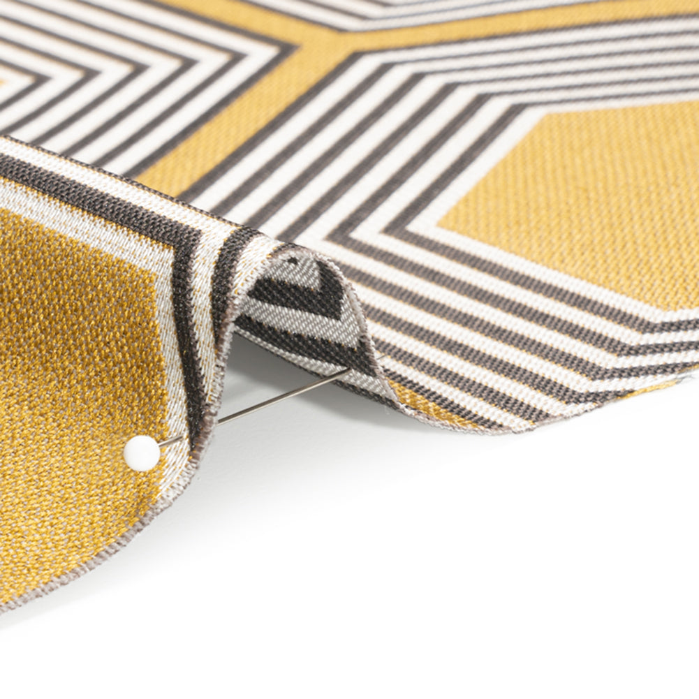 Gold, Charcoal and Gray Reverberating Hexagons Polyester Jacquard - Joann Fabrics