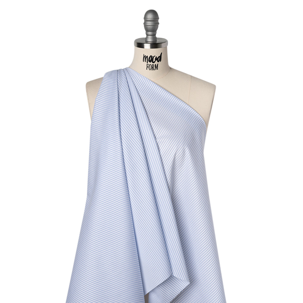 Tiny Herringbone Cotton Twill Shirting - Light Blue and White Stripes - Deadstock - Joann Fabrics
