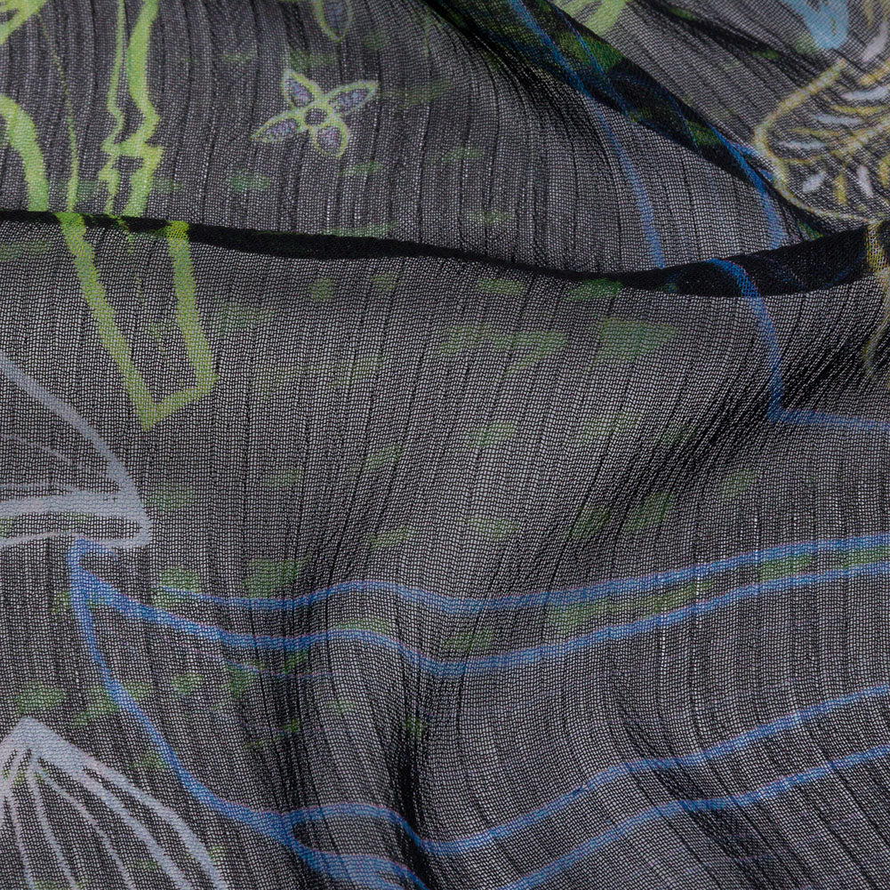 Mood Exclusive Blue Tunnel of Wonder Crinkled Polyester Chiffon - Joann Fabrics