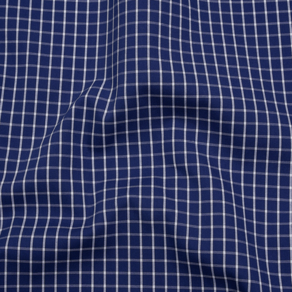 Cotton Shirting - Cobalt Blue and White Little Windowpane Checks - Deadstock - Joann Fabrics