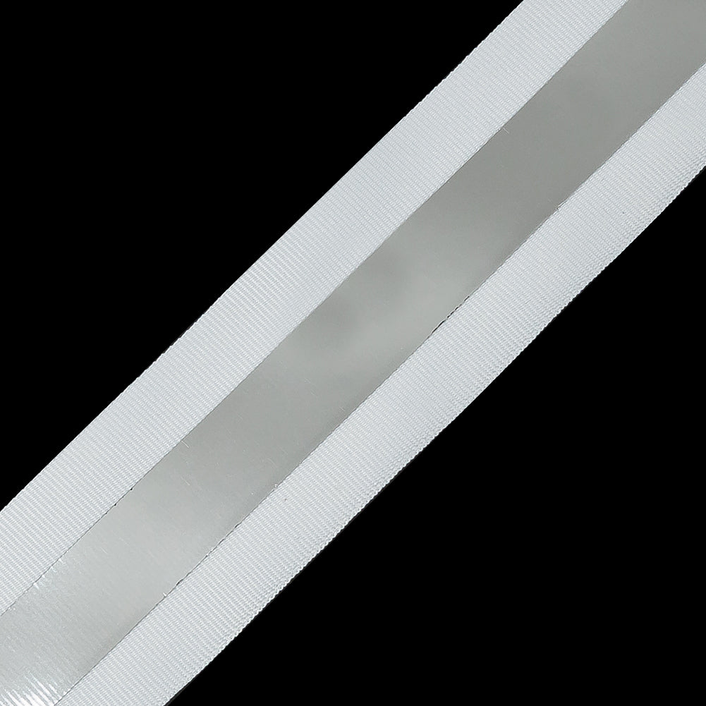Italian White and Silver Reflective Grosgrain Ribbon - 1.0625