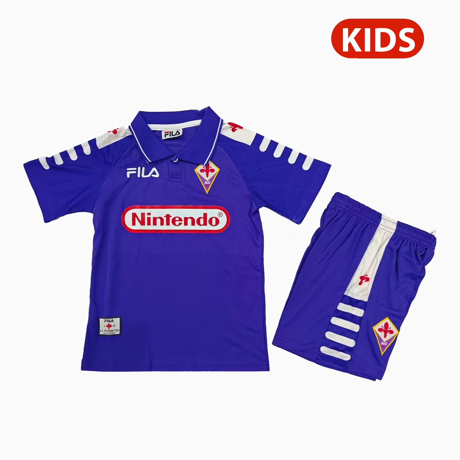 Retro Fiorentina 1998-99 Home Kids Kit - UnitedFutballJersey