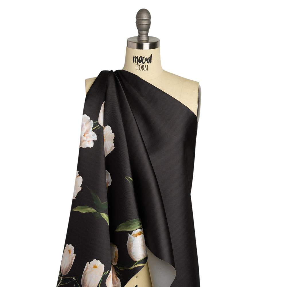 Black and Whisper White Digitally Printed Flowers on a Premium Mikado/Twill - Joann Fabrics