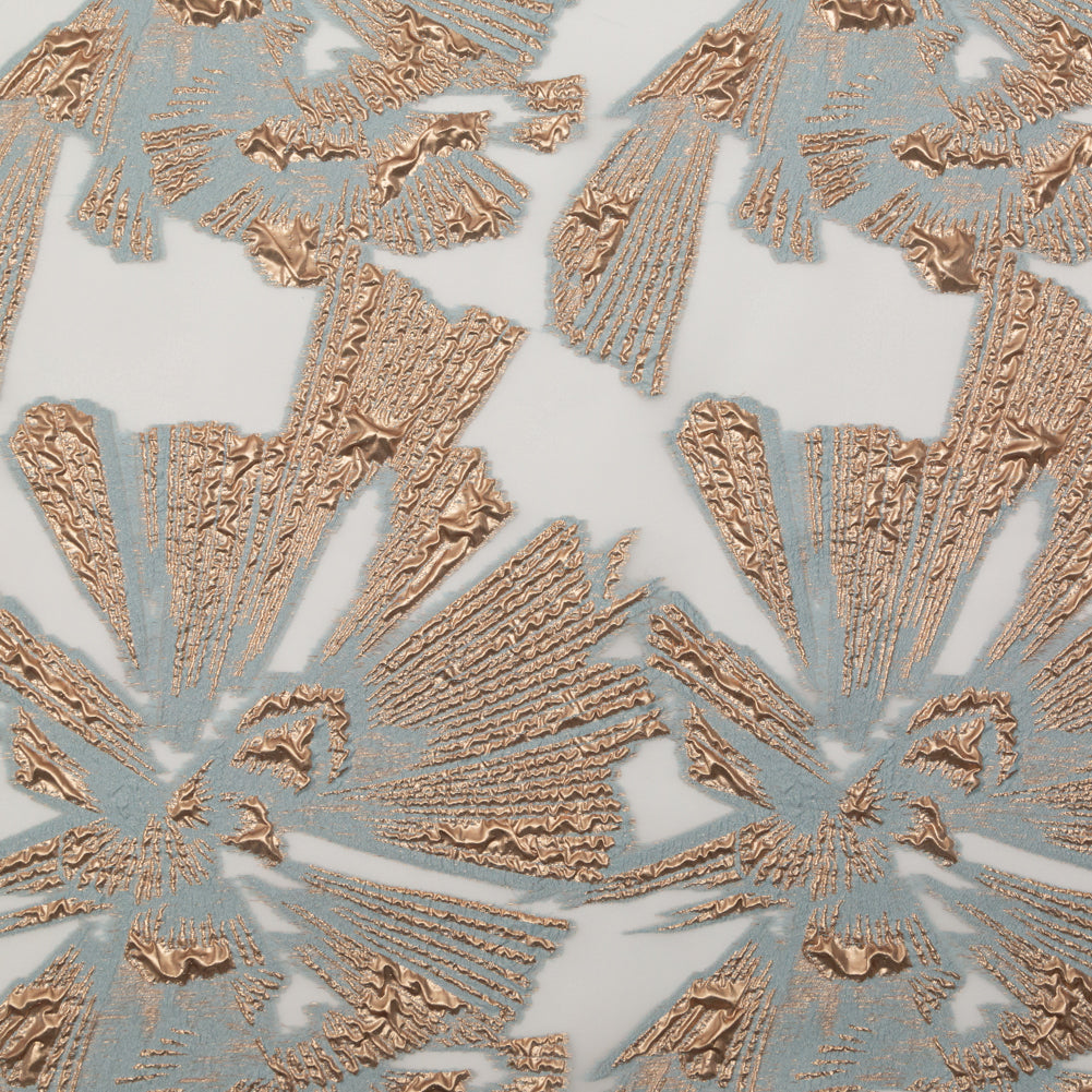 Metallic Gold and Blue Large-Scale Burnout Floral Luxury Brocade - Joann Fabrics