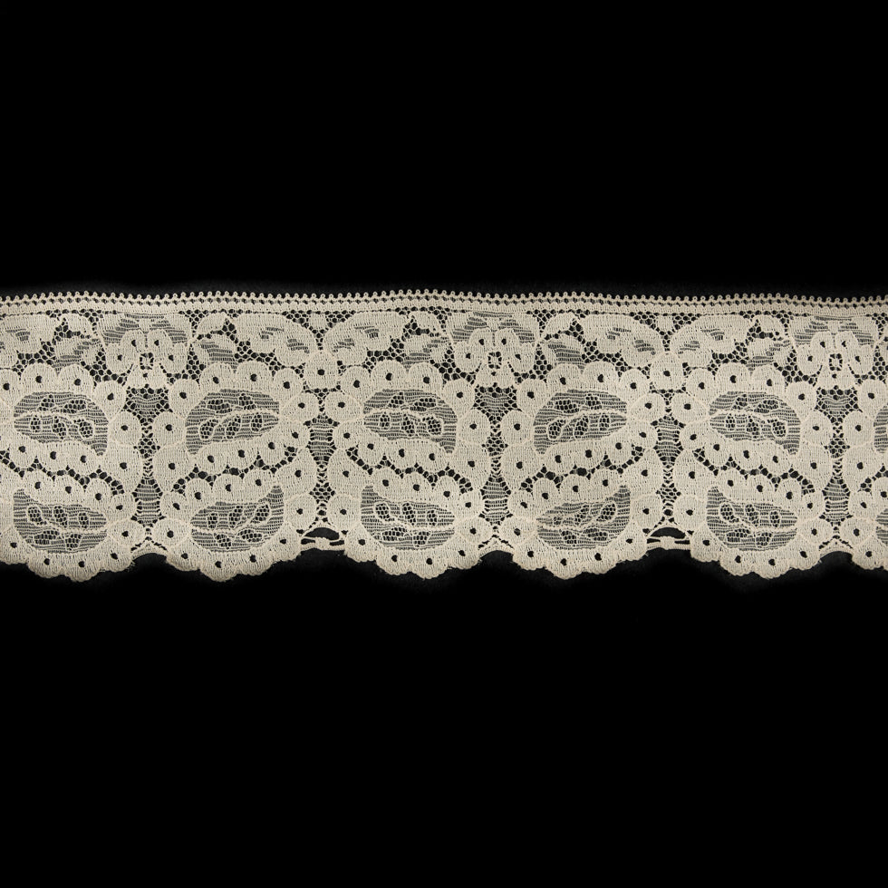 Pale Peach Stretch Paisley Lace Trim - 3
