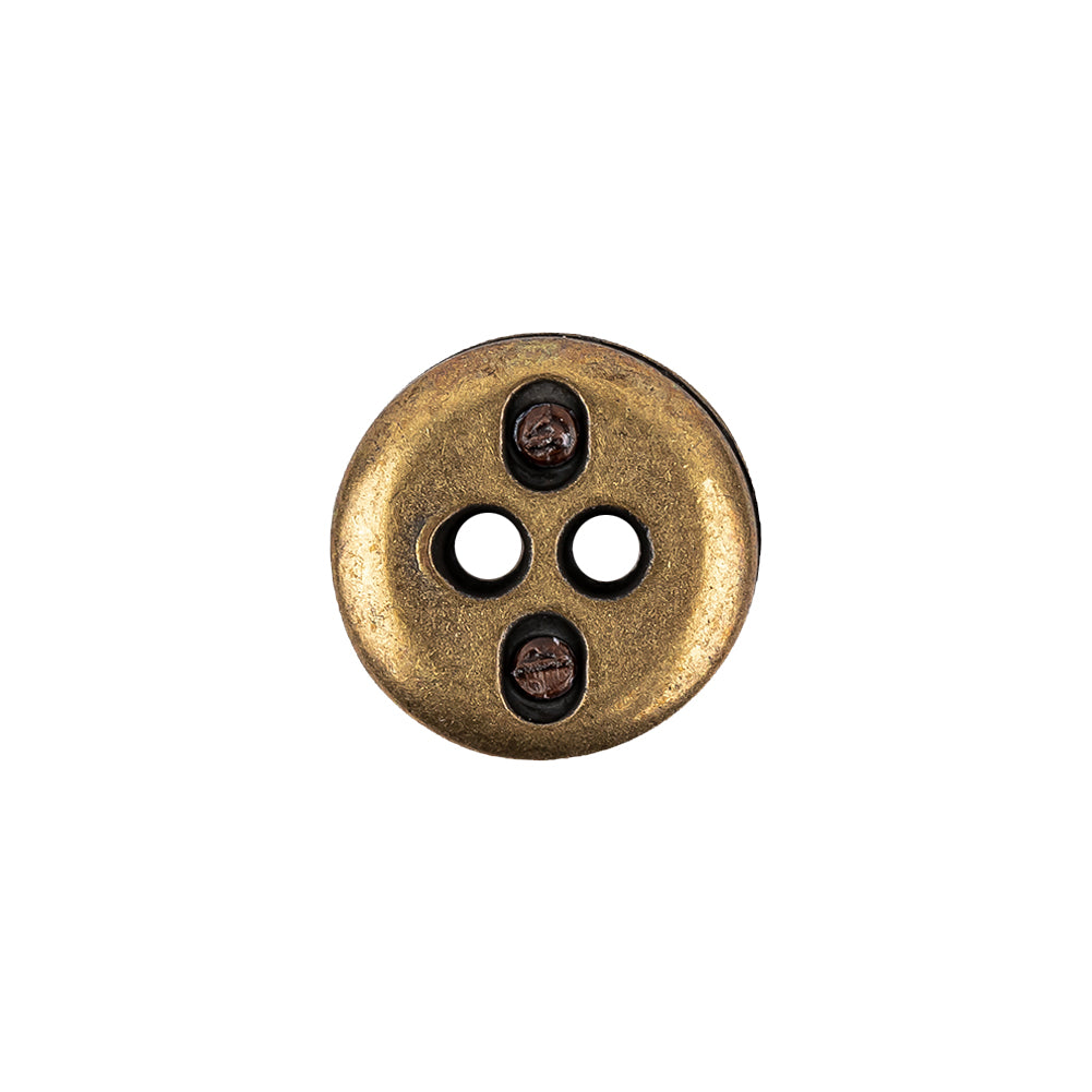 Italian Seal Brown and Brass Metal and Leatherette Button - 24L/15mm - Joann Fabrics