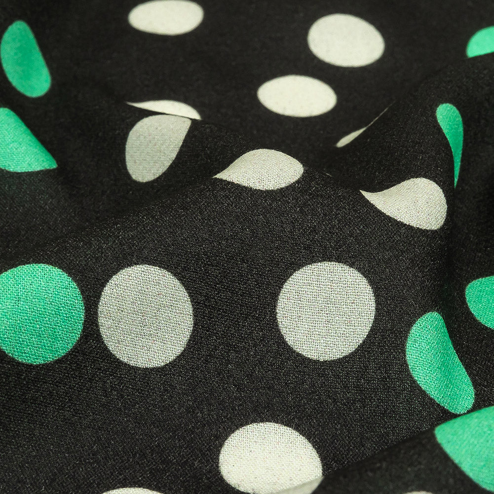 Viscose Crepe Print - Black, Mint Green and White Polka Dots - Mood Exclusive Big Spender - Joann Fabrics