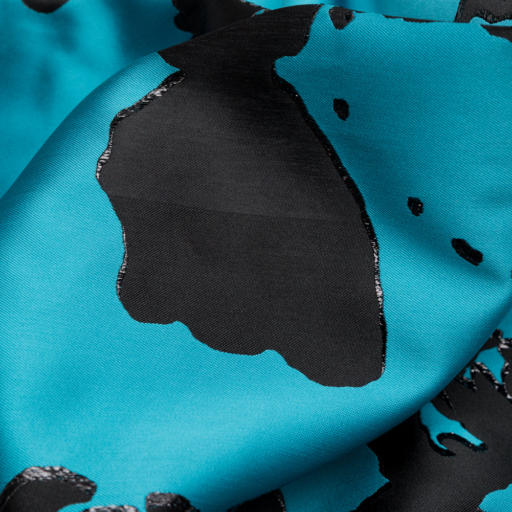 Metallic Abstract Jacquard Lame - Black and Barrier Reef - Joann Fabrics