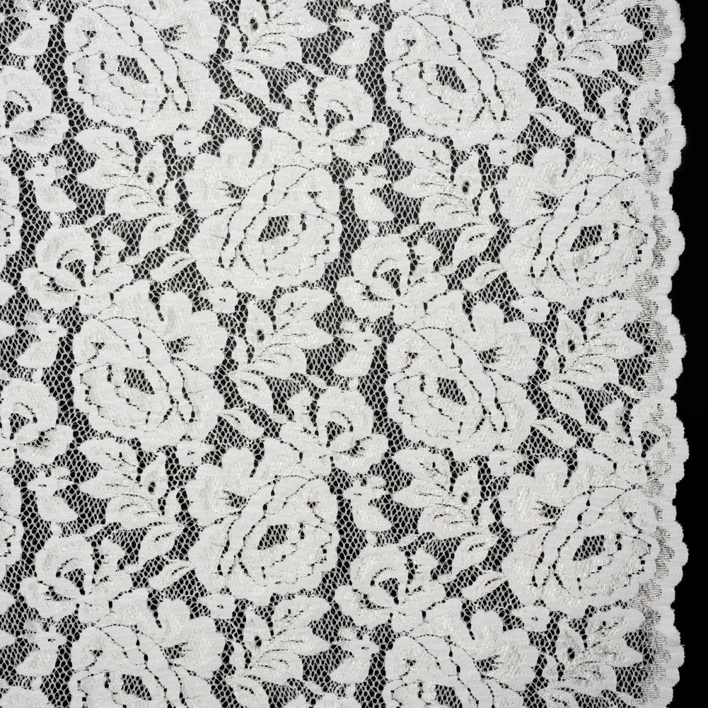Luminous Recycled Stretch Raschel Lace with Finished Edges - Ivory Rose Blooms - Joann Fabrics