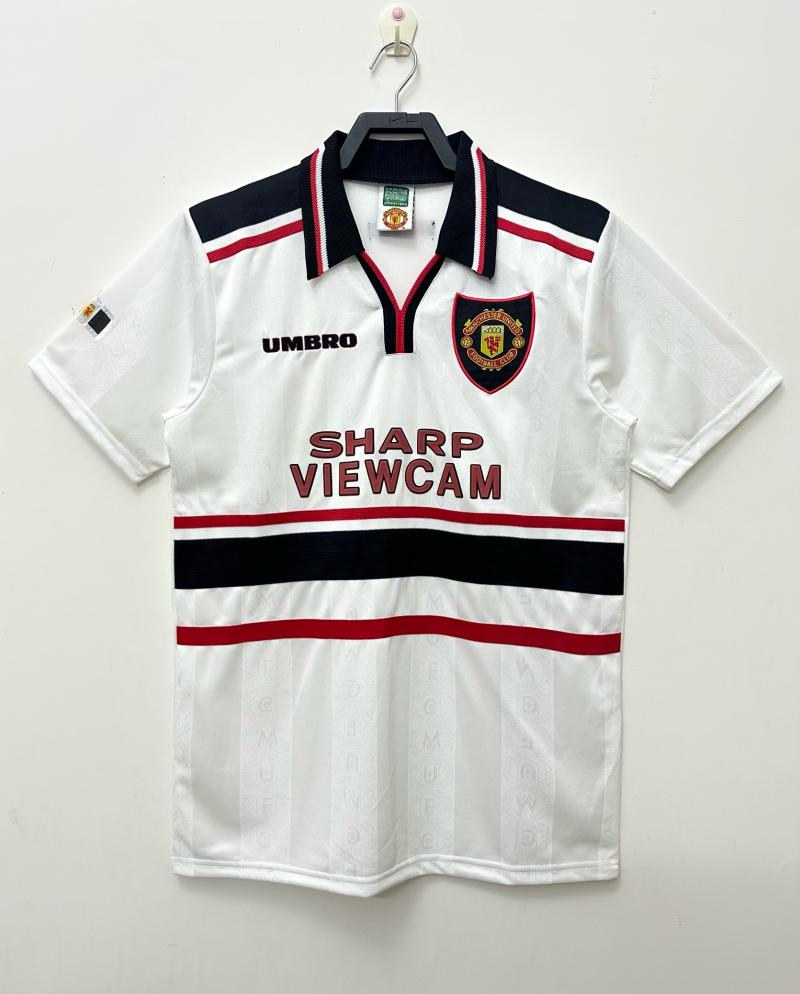 1998/1999 Retro Manchester United Away White Football Shirt 1:1 Thai Quality