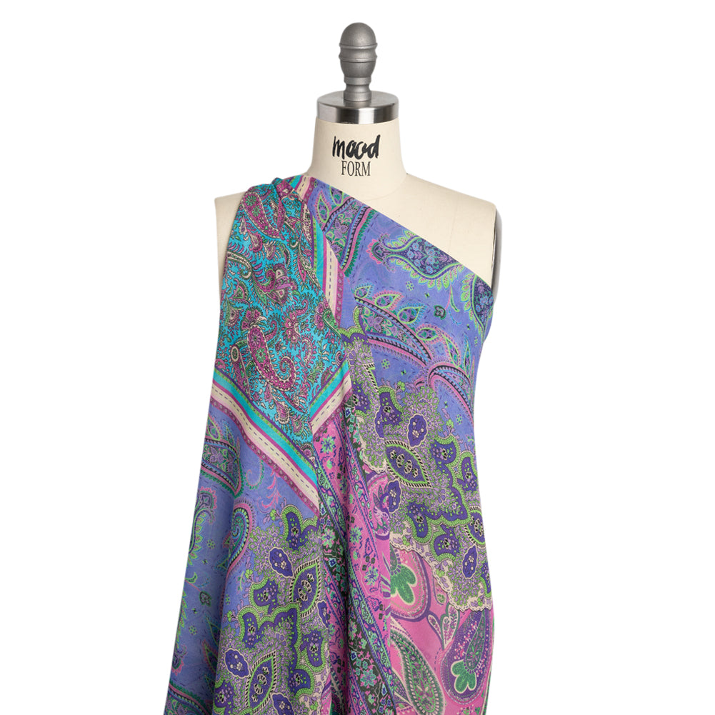 Mood Exclusive Purple Petals and Paisleys Viscose Georgette - Joann Fabrics