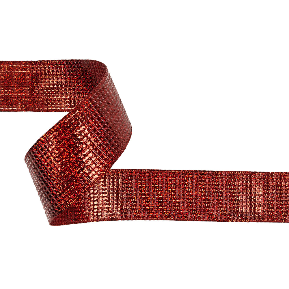Metallic Red Iridescent Wire Edged Ribbon - 1.5