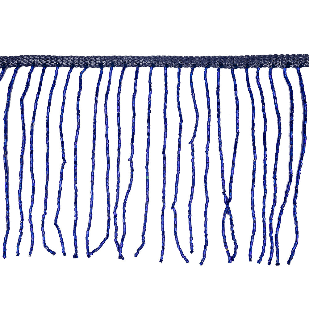 Blue Beaded Fringe on Braided Lip - 5