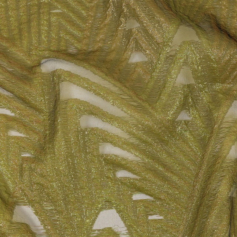 Metallic Olive and Gold Abstract Sheer Luxury Burnout Brocade - Joann Fabrics