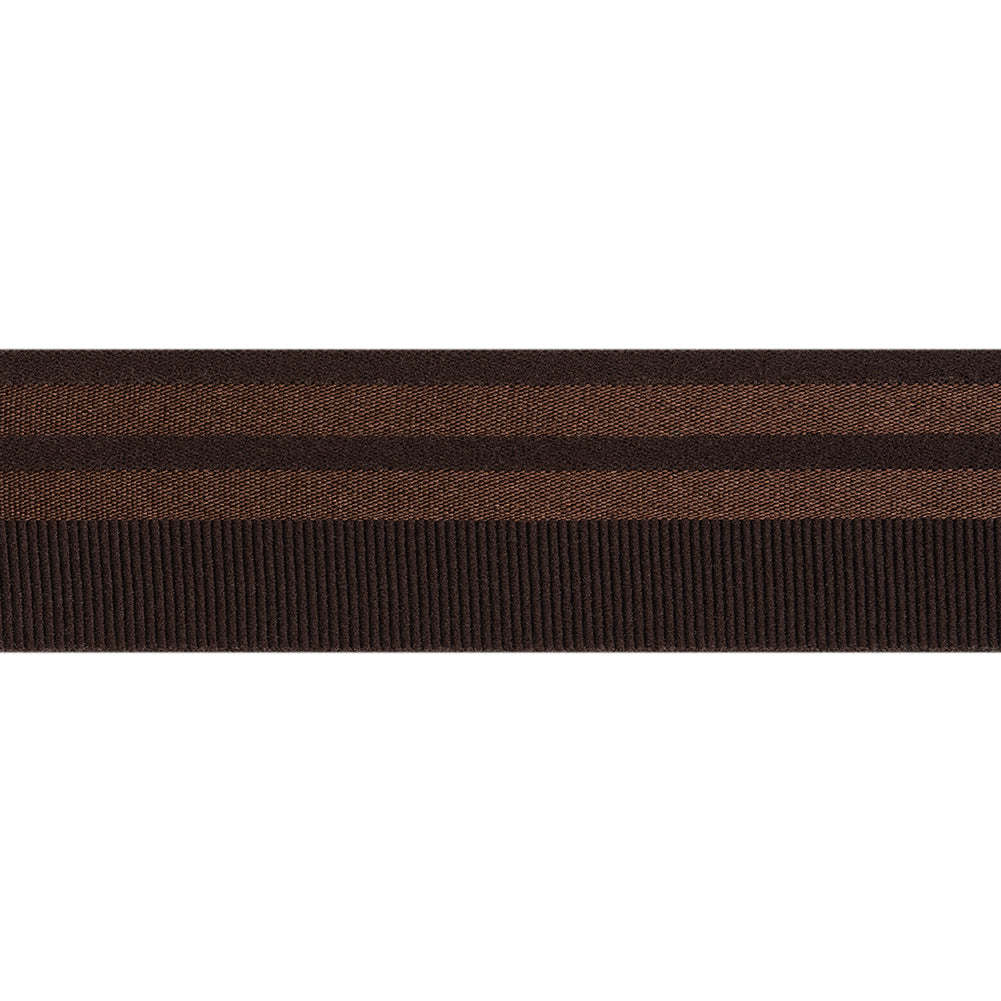 Nylon Elastic Trim with Satin Stripes and Ribbing Made in Italy - 1.625