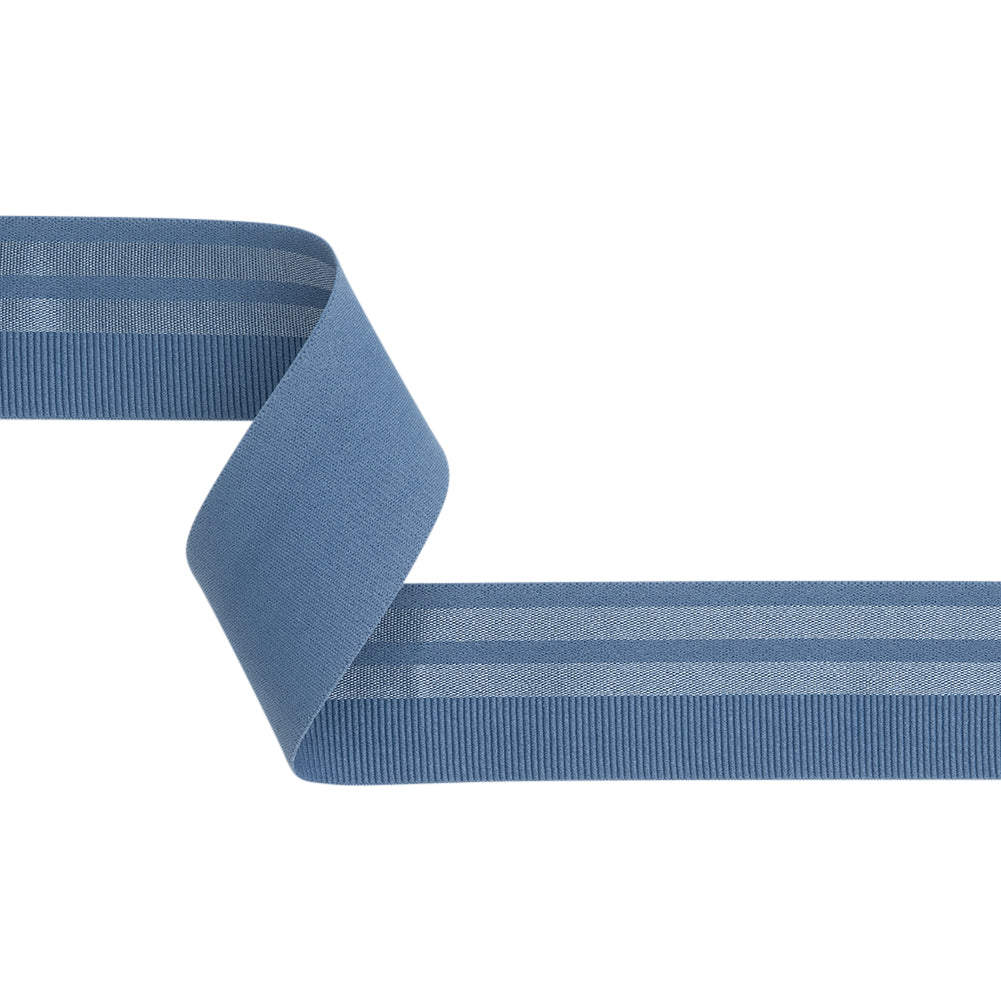 Nylon Elastic Trim with Satin Stripes and Ribbing Made in Italy - 1.625