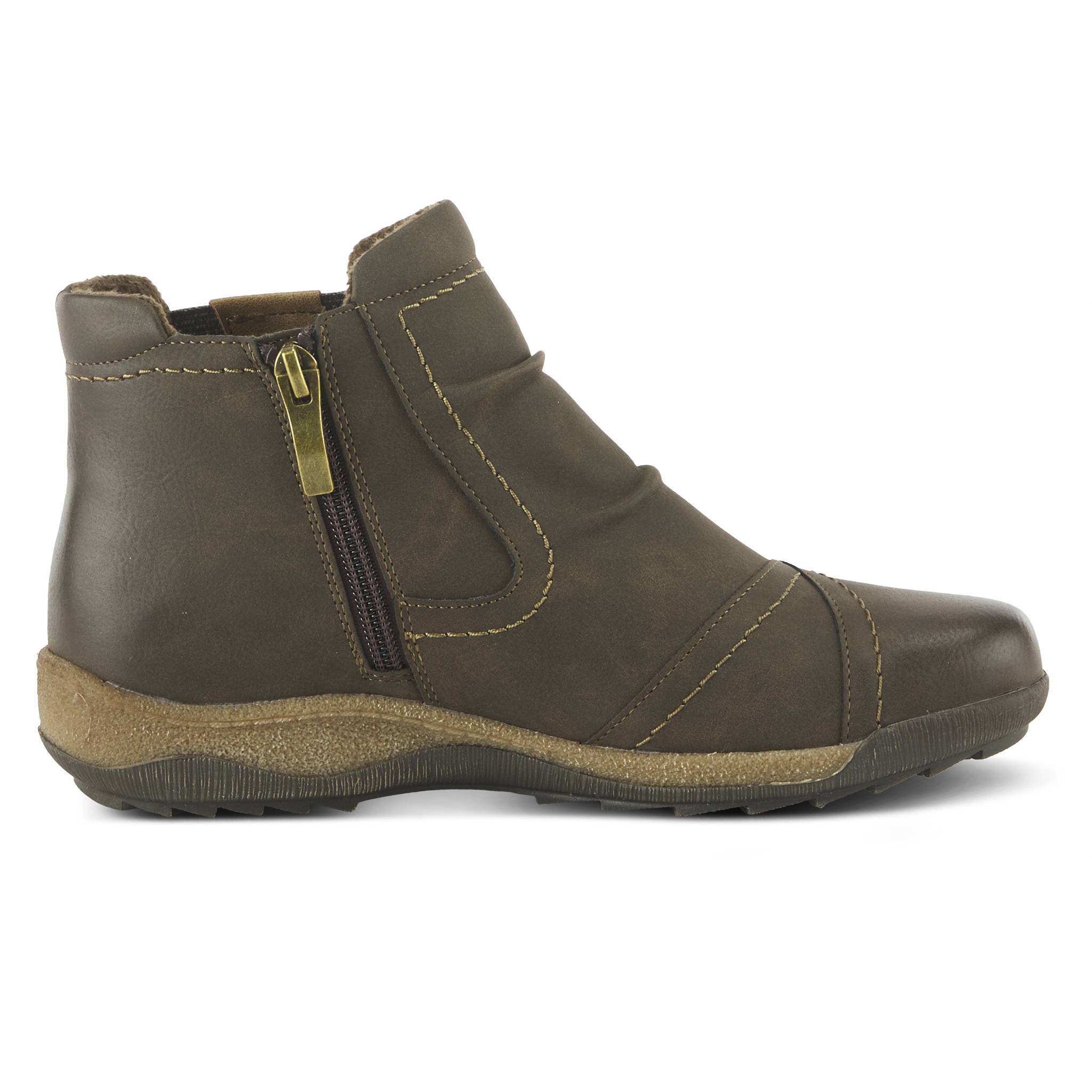 Spring Step® Water-Resistant Ruched Ankle Boots, Side Zipper & Gore - Northstyle Catalog