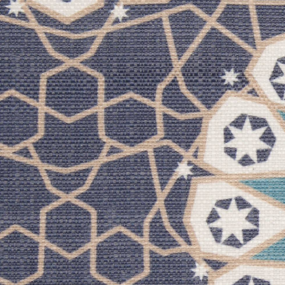 Spanish Navy/Beige Geometric Poly/Cotton Canvas - Joann Fabrics