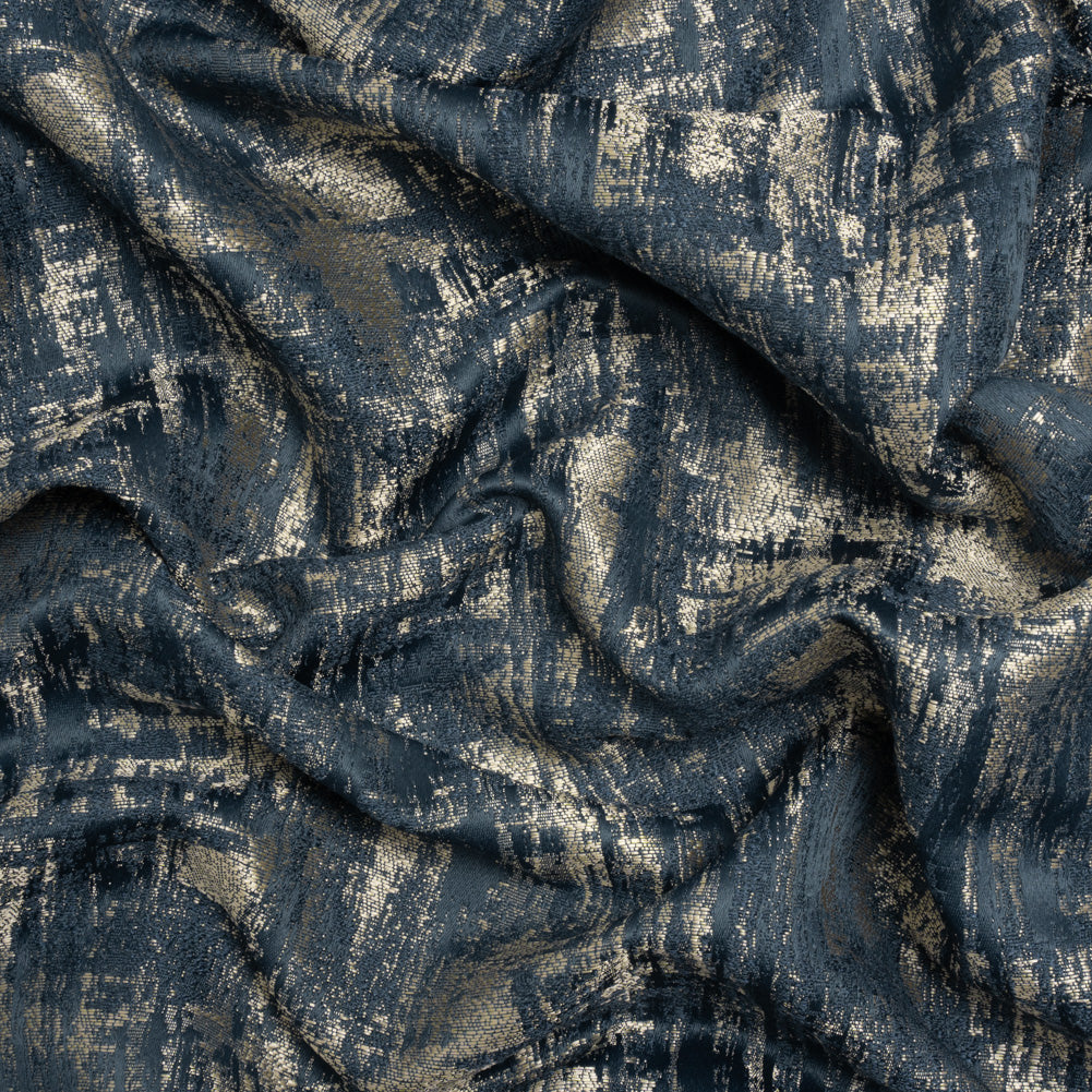 Recycled Polyester Drapery Jacquard - Indigo Abstract Strokes - British Imported - Joann Fabrics