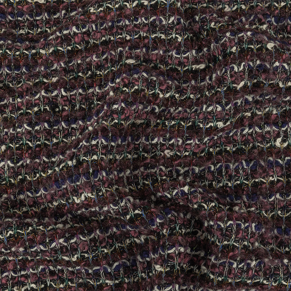 Rose, Eggplant and Metallic Silver Loopy Wool Sweater Knit - Joann Fabrics