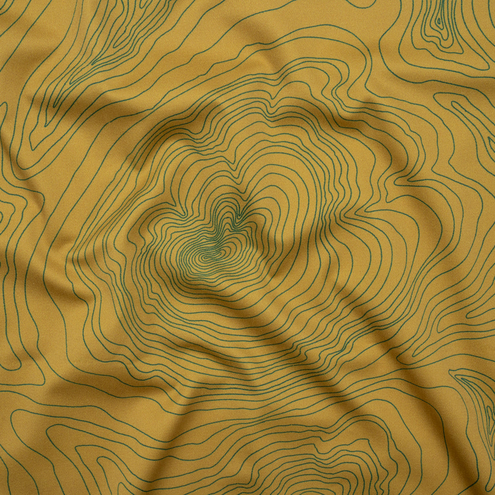 Stretch Cotton Sateen - Olive and Hunter Green Abstract Lines - Topographic Map Print - Mood Exclusive Acadia Collection - Joann Fabrics