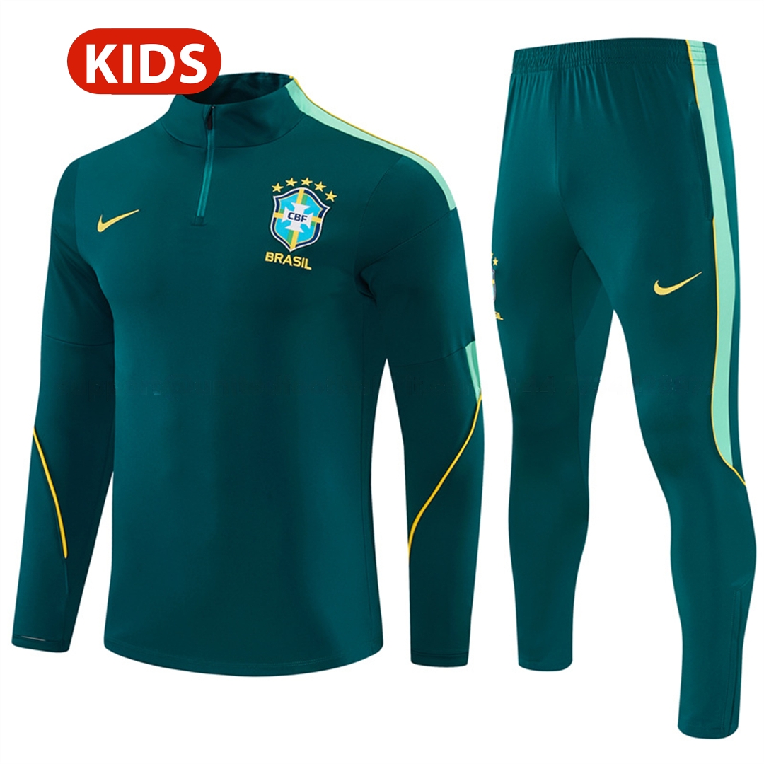 Brazil 2026 Kids Long Sleeves Training Set - Colors Top & Colors Pants - UnitedFutballJersey