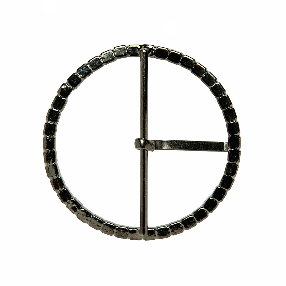 Swarovski Black Diamond and Gunmetal Circular Rhinestone Buckle - 2.5