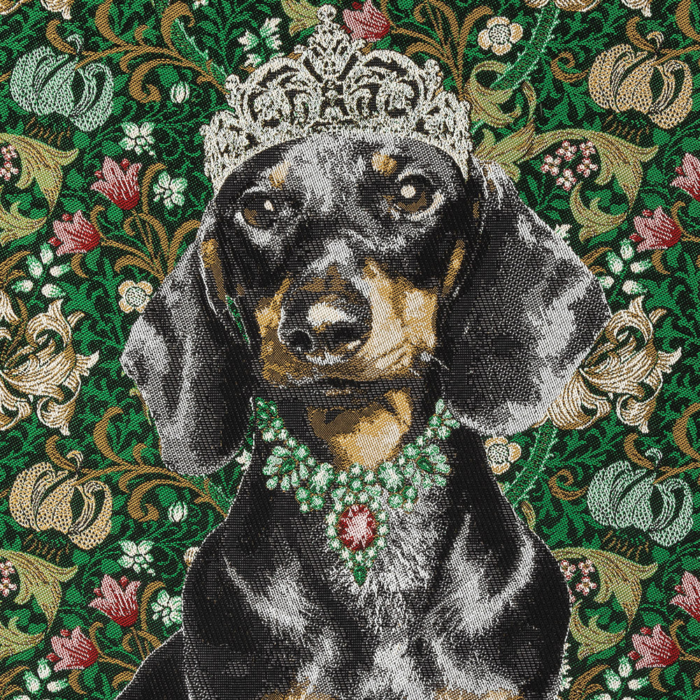 French Green Crowned Dachshund Oversized Square Patch - 18.875