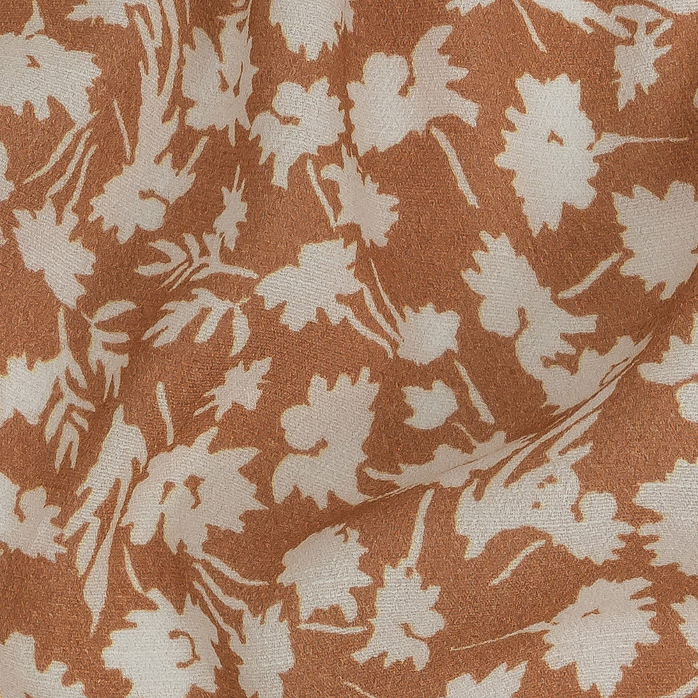 Gauzy Viscose Crepe Print - Dusty Orange and White Floral - Mood Exclusive Botanical Imprints - Joann Fabrics