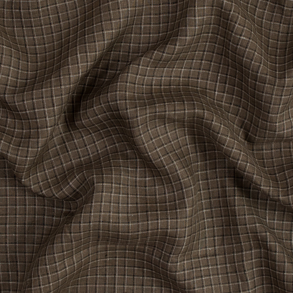 Brown, Beige and Black Checkered Linen Woven - Joann Fabrics