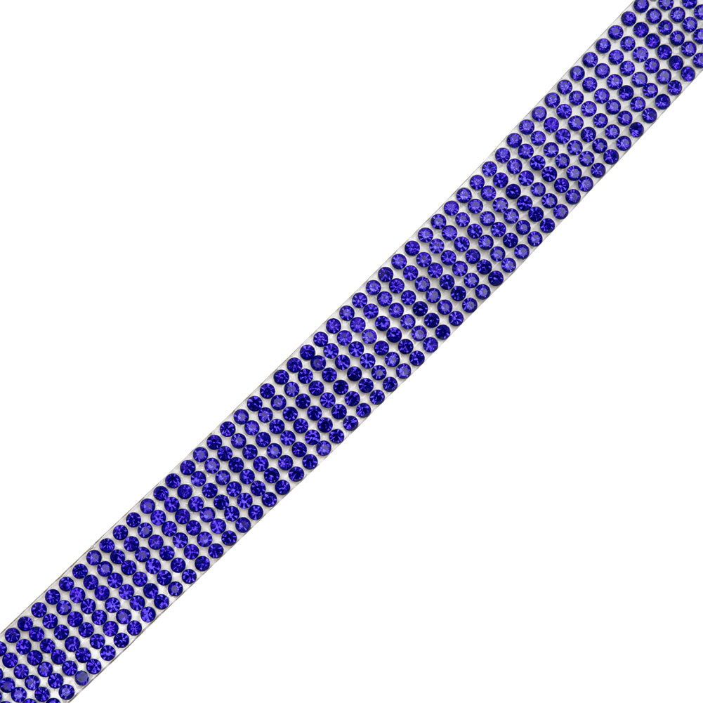 Yaya Han Iron-On Rhinestone Trim - 6-Row Sapphire Blue Crystal, 0.5