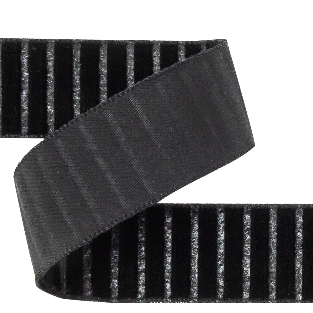 Italian Black Vertical Stripes Velvet Burnout Trim - 0.875