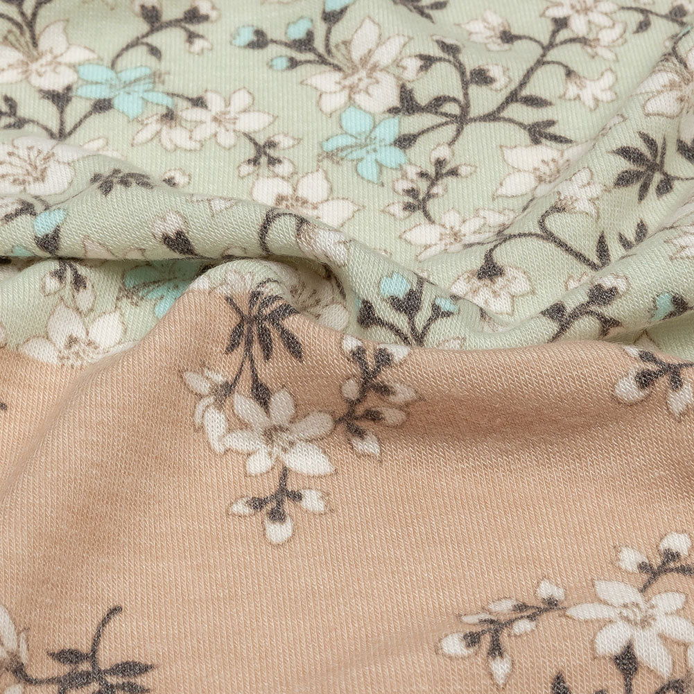 Beige, Orange and Yellow Floral Patchwork Rayon and Polyester Jersey - Joann Fabrics