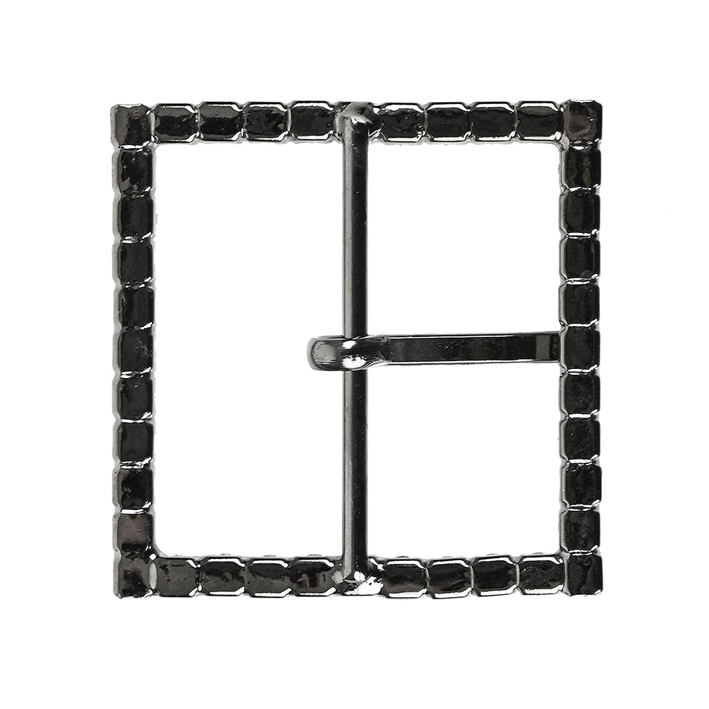 Swarovski Gunmental and Black Diamond Square Rhinestone Buckle - 1.75