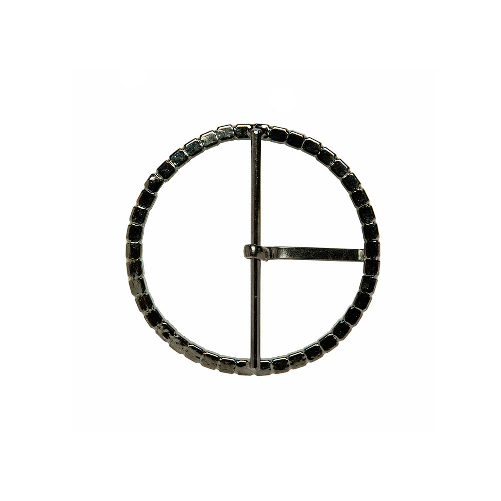Swarovski Black Diamond and Gunmetal Circular Rhinestone Buckle - 1.75
