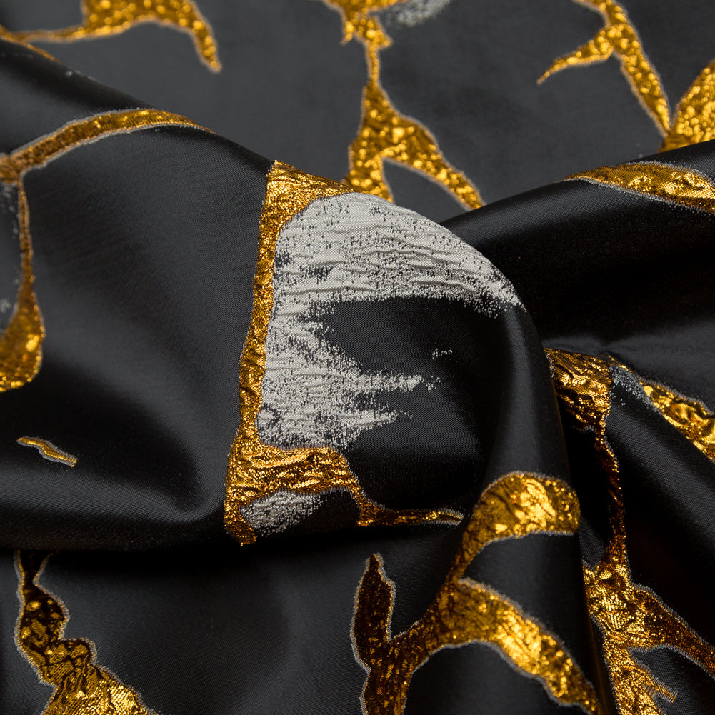 Metallic Bright Gold, Moonstruck and Beluga Satin-Faced Abstract Luxury Brocade - Joann Fabrics