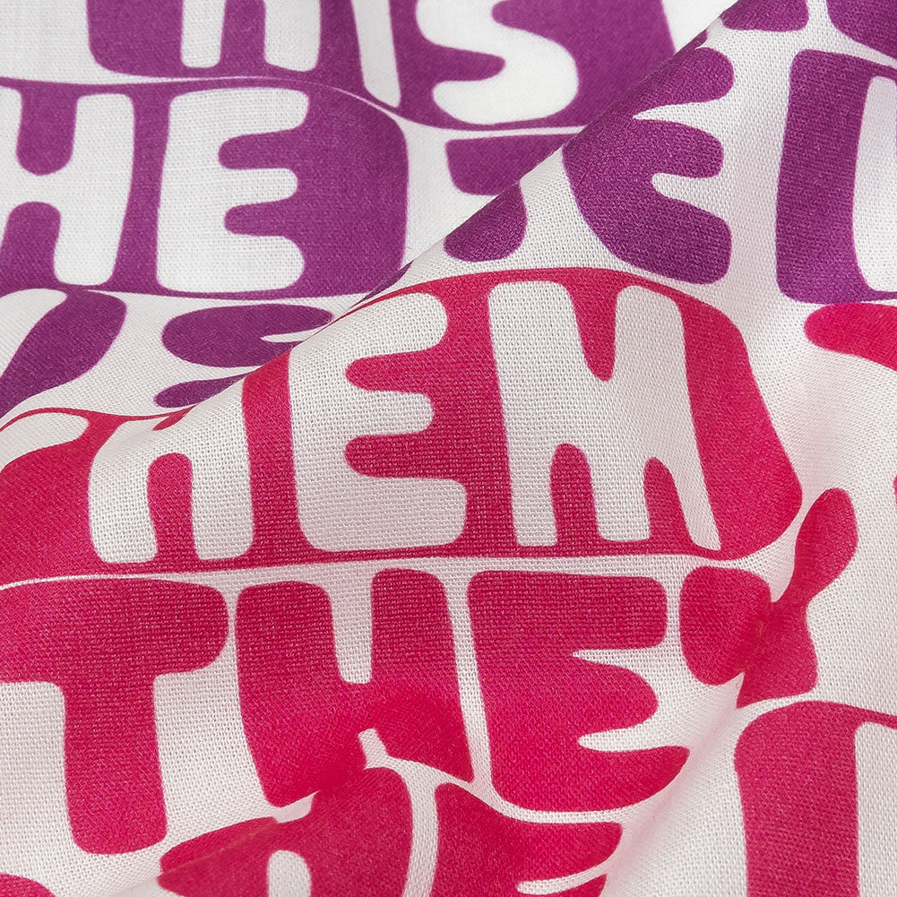 Mercerized Organic Egyptian Cotton Voile - Hot Pink, Blue and Purple Pronoun Stripes - More Than Words Print - Mood Exclusive Pride Collection - Joann Fabrics
